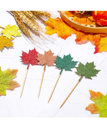 48 Pieces Maple Leaf Cupcake Toppers Glitter Fall Leaves Cake Topper 8 Mixed Colors Cupcake Picks Fall Thanksgiving Holiday Harvest Cupcake toppers for Autumn Theme Party Supplies Decoration - Buy Online on GoSupps.com
