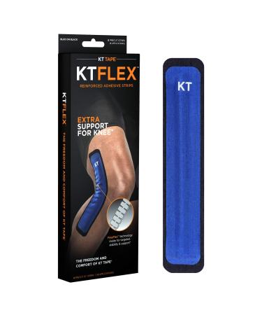 KT Tape KT Flex Reinforced Adhesive Strips for Knees, 8 Pre cut 10 inch Strips, Blue