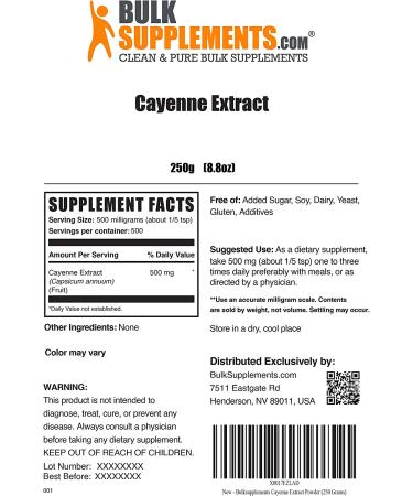 Cayenne Extract Powder | Capsaicin Blood Circulation Herbal Supplement (250g - 8.8oz) - Buy Online on GoSupps.com