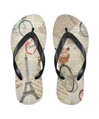 Mnsruu Eiffel Tower Paris Heart Blossom Love Flop Flops Flop Flips Flip Sandals Home Home Hotel Spa Bedroom Travel S For Men Women