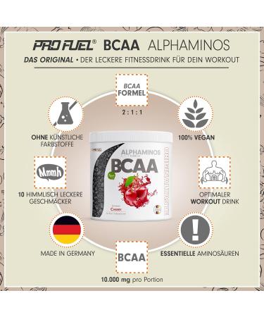 Buy Alphaminos BCAA 300g Cherry - Test Winner 2:1:1 Ratio Vegan Essential Amino Acids Top Solubility Lab Tested - Buy Online on GoSupps.com