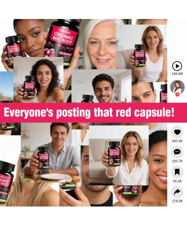 20:1 Organic Beet Root Capsules 1800 mg Beet Supplement 150mg BP Grape Extract & Vitamin B6 B12 Supports Nitric Oxide Production Health Circulation & Blood Flow Non-GMO 90 Capsules 30-Day - Buy Online on GoSupps.com