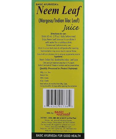 Basic Ayurveda Neem Leaf Juice 16.23 fl oz - Pure Neem Leaf Juice, 480ml (1 Pack) - Buy Online on GoSupps.com