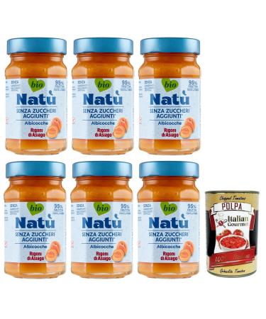 Italian Gourmet E.R. Rigoni di Asiago Nat Apricots Organic Apricot Jam without Added Sugar 240 g + Italian Gourmet Tomato Pulp 400 g