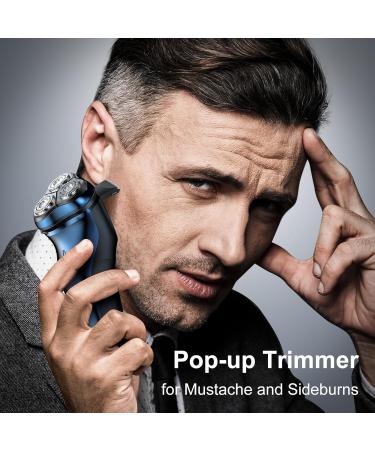 Electric Shavers for Men Mosluckamp Rotary Shavers Dry Shaver with Pop up Trimmer - Blue - Buy Online on GoSupps.com
