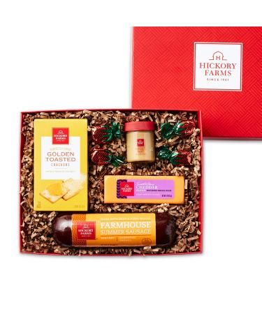 Hickory Farms Sausage & Cheese Small Gift Box | Gourmet Food Gift Basket, Great for Snacking, Small Gatherings, Birthday, Family, Congratulations Gifts, Thinking of You, Retirement, Sympathy, Business and Corporate Gifts