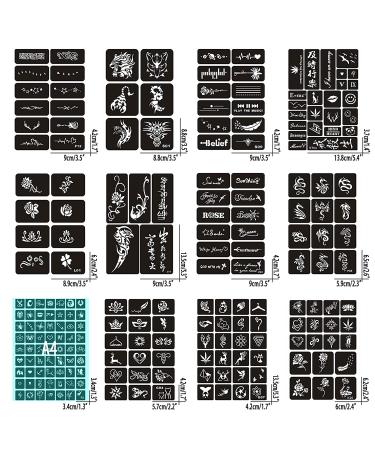 550+ Reusable Henna Tattoo Stencils - 21 Sheets Temporary Glitter & Airbrush Tattoo Templates - Buy Online on GoSupps.com