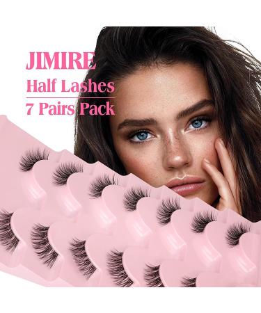 JIMIRE Cat-Eye Half Lashes 7 Pairs - Natural Look Fluffy Wispy Accent False Eyelashes with Clear Band for DIY Handmade Soft Cluster Lashes - Buy Online on GoSupps.com