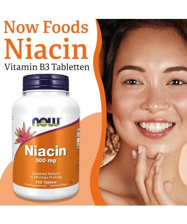 Buy Now Foods Niacin (Vitamin B3) 500mg - 250 Vegan Tablets | Gluten Free & Soy Free - Buy Online on GoSupps.com