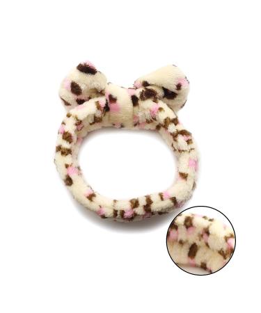 Cute Bowknot Makeup Headbands - 2Pcs Leopard Grain Black and Pink Spa Headbands for Women - Buy Online on GoSupps.com