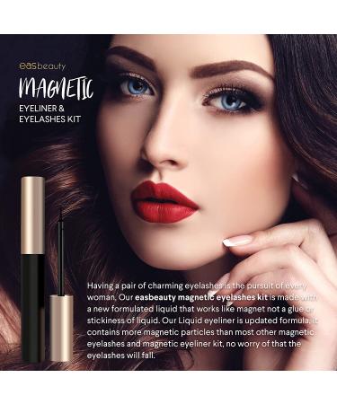 EasbeautyNaturals Magnetic Eyelashes with Eyeliner Kit - 5 Pairs of Natural False Lashes, Easy to Wear with Tweezers - Buy Online on GoSupps.com