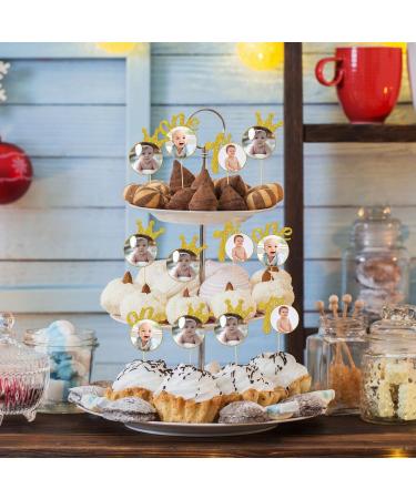 RoadSea 1st Birthday Cupcake Toppers with Photo Frame - Baby Shower Party Photo Cupcake Supplies - 1st Birthday Milestone - Boy Girl Birthday Party Dessert Decorations - 12 PCS Glitter - Buy Online on GoSupps.com