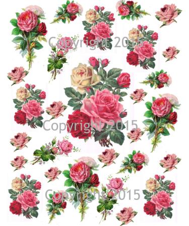 Victorian Pink Roses Collage Sheet Printed Collage Sheet, Weddings, Decoupage, Scrapbook, Altered Art, Victorian Scrap
