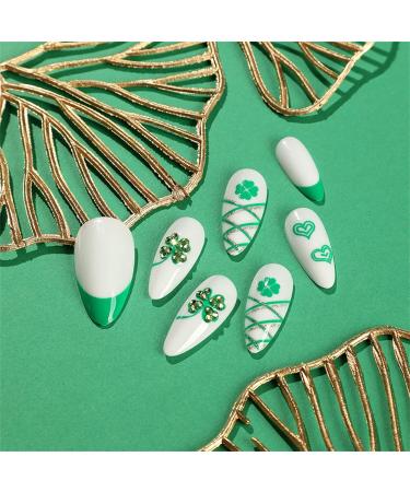 24pcs/Box Patrick's Day Love Heart Pattern with French False Tip False for Girls Long French Tip False with Designs - Buy Online on GoSupps.com