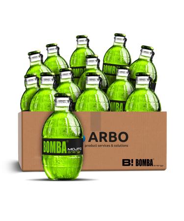 Bomba energy drink Mojito limemint 12 x 250 ml refreshing drink in stylish glass bottle in 12pack + ArBoLiving sticker
