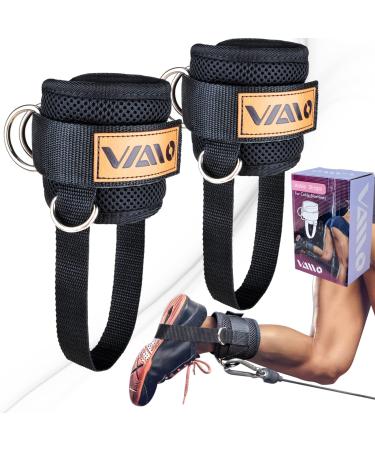 VAIIO Ankle Straps for Cable Machines,Adjustable Comfort fit Neoprene, Reinforce Double D-Ring - Premium Ankle Cuffs to Improve Abdominal Muscles, Lift The Butts, Tone The Legs for Men & Women Black Pair