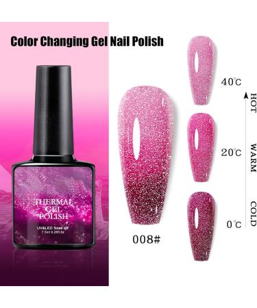 Colour Changing Gel Nail Polish Long Lasting Quick Dry UV LED Soak Off Gel Varnish Shimmering Pink Nail Paint DIY Nail Art Manicure at Home Salon Gift for Women - Buy Online on GoSupps.com