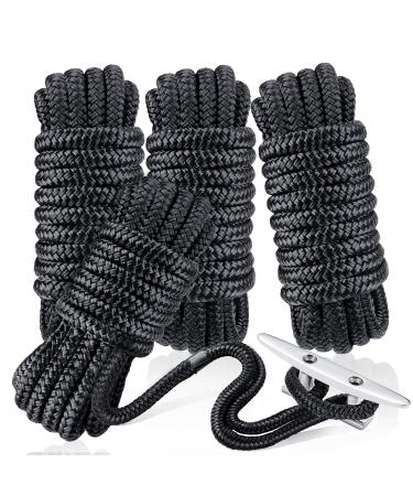 Dock Lines & Ropes Boat Accessories - 4 Pack 3/8" x 15' Double Braided Nylon Dock Lines with 12 Loop Excellent 5800 lbs Breaking Strength Marine Rope for Kayak Pontoon Boats up to 30ft Boating Gifts 3/8"x15' 4Pack