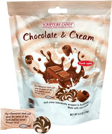 Scripture Candy, Chocolate & Cream Hard Candy 5.5oz Bag, 25 Pieces