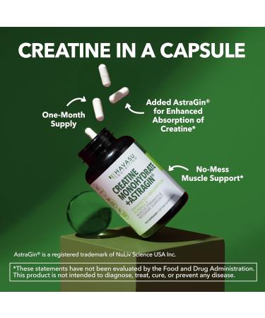 Micronized Creatine Monohydrate Capsules with AstraGin - Supports Muscle Strength Energy and Recovery - 120 Count - Enhanced Absorption Formula - 3g Per Serving - Vegan and Non-GMO - Month Supply - Buy Online on GoSupps.com