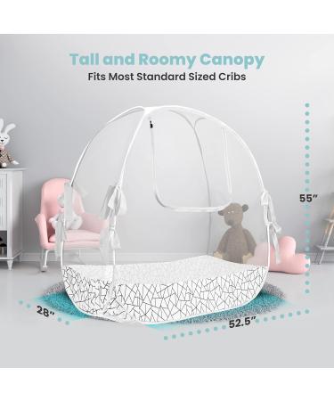 Pro Baby Safety Crib Tent Fine Mesh Crib Netting Cover to Keep Baby from Climbing Out Sturdy & Stylish Infant Crib Topper - Black Geometric Triangle - Buy Online on GoSupps.com