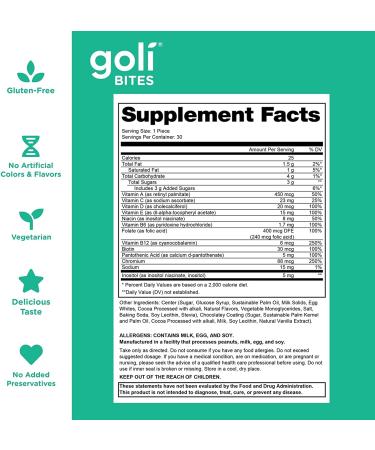 Goli Multi Vitamin Bites - 30 ct Milk Chocolate Vanilla Cocoa | Immune & Nervous System Support | Bone & Muscle Health - Buy Online on GoSupps.com