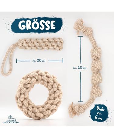 PetaTaurus Premium Dog Toys for Big Dogs | Durable Cotton & Hemp Set for Medium to Large Dogs & Active Puppies - Buy Online on GoSupps.com