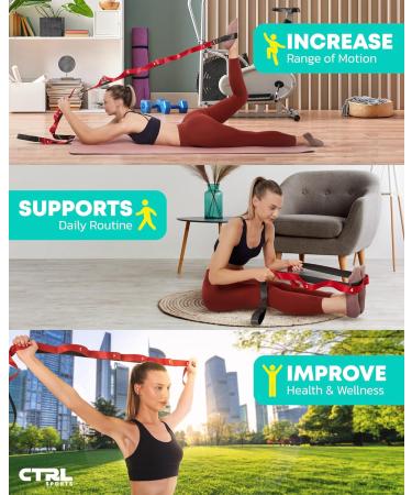 Stretching Strap with Loops - Non Elastic Yoga & Physical Therapy Band - 10 Loops for Flexibility & Exercise - Red - Buy Online on GoSupps.com