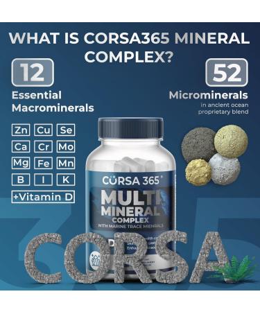 CORSA365 Multimineral Supplement Magnesium Complex with Trace Minerals for Immune Support - Potassium Magnesium Supplement Calcium Vitamin D Zinc Cooper Boron Supplement for Men Women - 120 Capsules - Buy Online on GoSupps.com