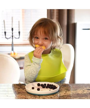 PandaEar Silicone Bibs for Babies & Toddlers with Food Catcher - Waterproof & Soft Baby Bibs for Weaning and Feeding - Unisex Non Messy Design - Lime Green/Turquoise - Buy Online on GoSupps.com