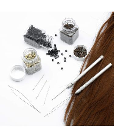 2 Sets 4-in-1 Hair Extension Tool Kit with Loop Needle Threader, Knitting Needles, and Holder - Perfect for Beads, Dreadlocks, Wig, and Lace Wig Making - Buy Online on GoSupps.com