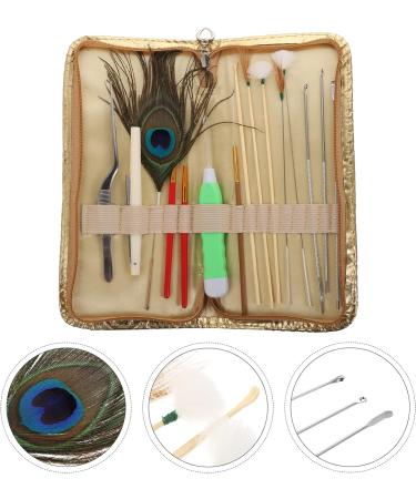 DOITOOL 15pcs Ear Wax Removal Tool Set with Goose Feather Stick - Golden Ear Cleaning Kit - Buy Online on GoSupps.com