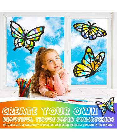 9-Piece Butterfly Suncatcher Craft Kit with 12 Colors Tissue Paper - Kid-Friendly DIY Window Art & Party Favors - Buy Online on GoSupps.com