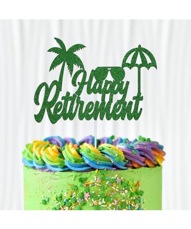 Trimming Shop Glitter Happy Retirement Cake Topper Holiday Beach Style Design for Farewell Retired Party Celebration Cake Decoration Supplies - Green - Buy Online on GoSupps.com