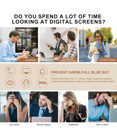 Okh Blue Light Blocking Glasses for Men & Women - Anti-Glare Computer & Gaming Eyewear - Reduce Eye Strain & Headaches - Stylish Brown Rectangle Design - Buy Online on GoSupps.com