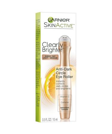 Garnier SkinActive Clearly Brighter Tinted Eye Roller, Light Medium, 0.50 Ounce