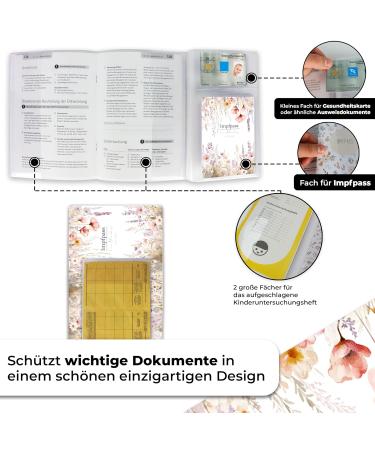 Minilino Personalized U Issue Cover Set - Premium 3-Part Organizer for Vaccination Pass & Exam Booklet - Flower Miracle White - Buy Online on GoSupps.com