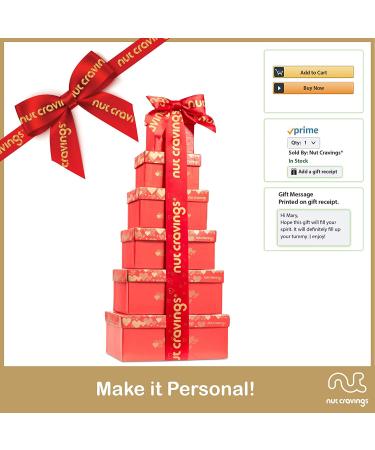 Dried Fruit & Nuts Gift Basket Red Tower + Ribbon (12 Assortments) Holiday Christmas Gourmet Bouquet Arrangement Platter  Birthday Care Package  Healthy Food Kosher Snack Box for Adults Men Women - Buy Online on GoSupps.com