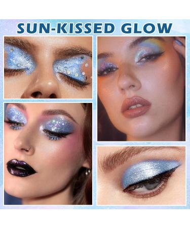 AIUEO Blue Body Glitter Stick | Holographic Mermaid Makeup & Halloween Face Paint | Chunky Glitter Sequin Stick - Buy Online on GoSupps.com
