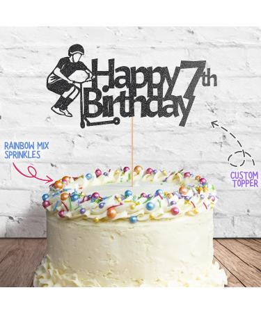 Cakeshop Cake Decoration Pack | Scooter Birthday Theme Premium Double Sided Glitter Card Cake Topper Sign & 25g Party Pack of Cake Sugar Sprinkles | Custom Age Cake Decorations (Black) Non-Prime Glitter Card: Black - Buy Online on GoSupps.com