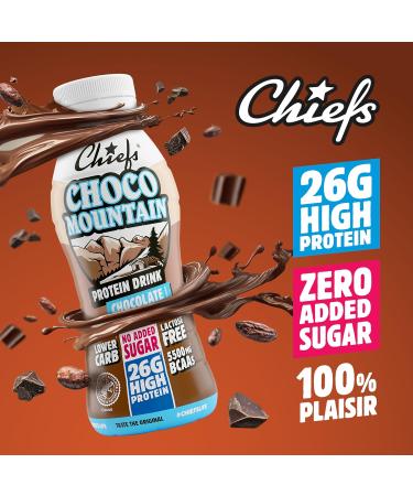 Chiefs Milk Protein Drink avec 26 g de prot ines et BCAA Shake riche en prot ines et faible en glucides sans lactose et sans sucres ajout s 8 x 330 ml (Choco Mountain) - Buy Online on GoSupps.com