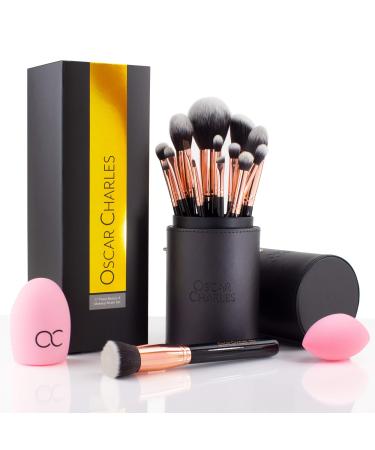 Oscar Charles Makeup Brush Set: 17-piece Make up Brush Set Vegan Professional Brushes with Make up Brush Case Make up Sponge Brush Cleaner Guide & Gift Box - (Rose Gold) - Buy Online on GoSupps.com