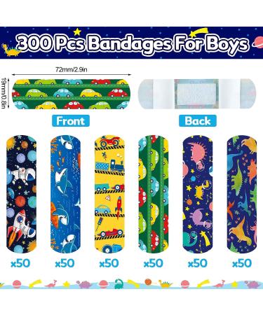 300 Pieces Kids Bandages Bulk - Cartoon Adhesive Bandages for Boys - Waterproof & Breathable - Colorful Flexible Bandages for Students - Buy Online on GoSupps.com