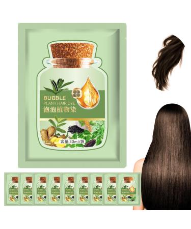 Natural Plant Hair Dye 10Pcs Bubble Plant Hair Dye 30ml Bubble Hair Dye Bubble Plant Hair Dye Mild Hair Caring Fast Coloring Long-lasting Refreshing Brown Chestnut Brown
