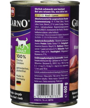 Buy animonda GranCarno Adult Wet Dog Food - Beef & Lamb (6 x 400g) | Premium Quality International Shipping - Buy Online on GoSupps.com