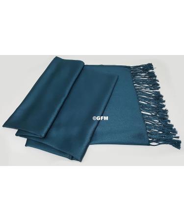 GFM Smooth Shiny Pashmina Style Scarf (L9) - Teal Blue - Buy Online on GoSupps.com