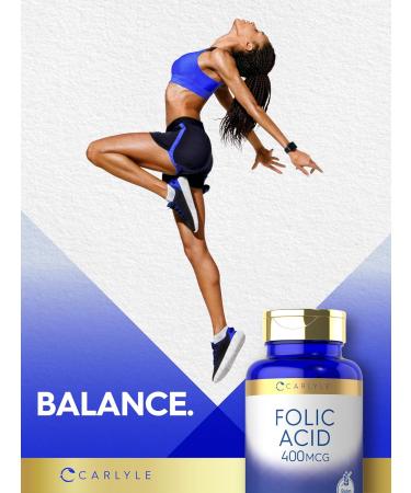 Carlyle Folic Acid 400 mcg | 400 Tablets | Vegetarian Non-GMO Gluten Free Supplement - Buy Online on GoSupps.com