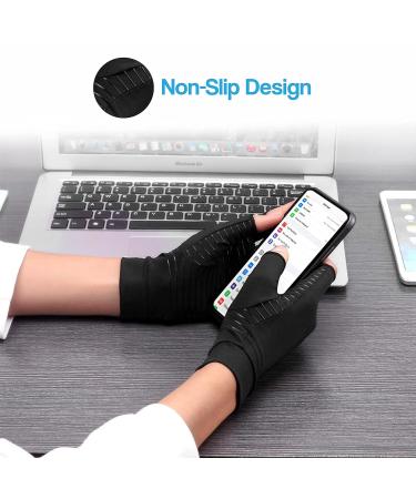 Hotcakes Copper-Infused Arthritis Support Gloves for Men and Women - Fingerless Compression Gloves for Carpal Tunnel Relief - Ergonomic Copper Fingerless Gloves M - Buy Online on GoSupps.com