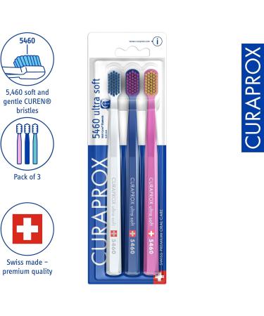 Curaprox CS 5460 Ultra Soft Toothbrush Set - 3-Pack for Adults | Super Soft Bristles for Gentle Cleaning - Buy Online on GoSupps.com