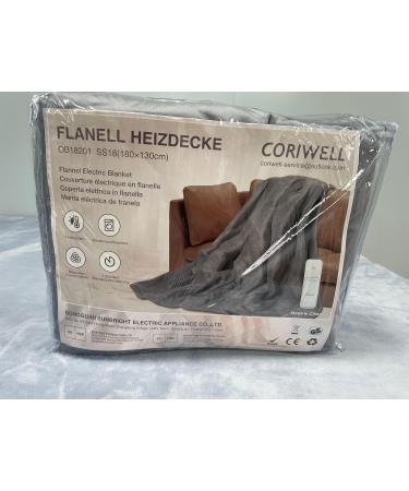 Buy Coriwell 180x130 cm Flannel Thermal Blanket - Electric Heating Blanket with Auto Switch-Off 3 Temperature Settings Washable & Safe for Bed - Gray - Buy Online on GoSupps.com